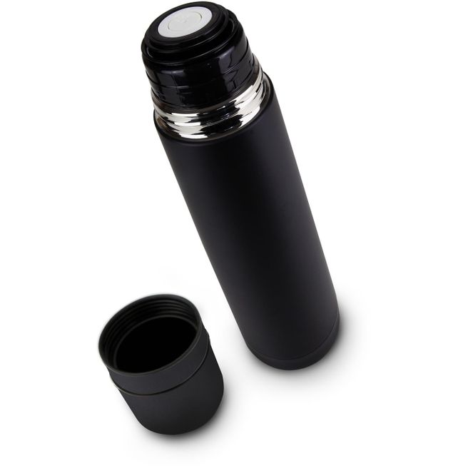 Isolierkanne // Cup in Cup - mit 2 Deckeln - Schwarz matt