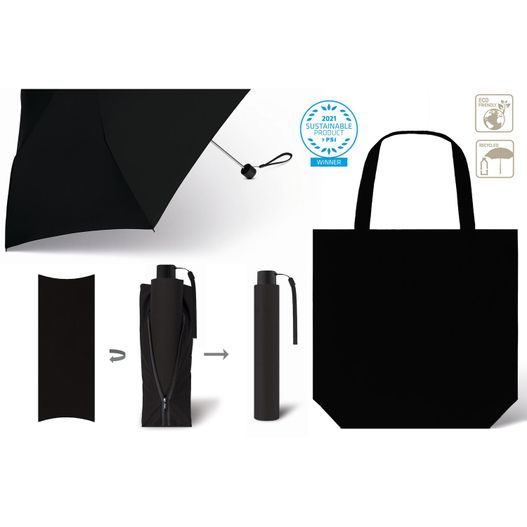 Taschenschirm mit Einkaufstasche SCHIRM & SHOPPER RPET (Bild 1)