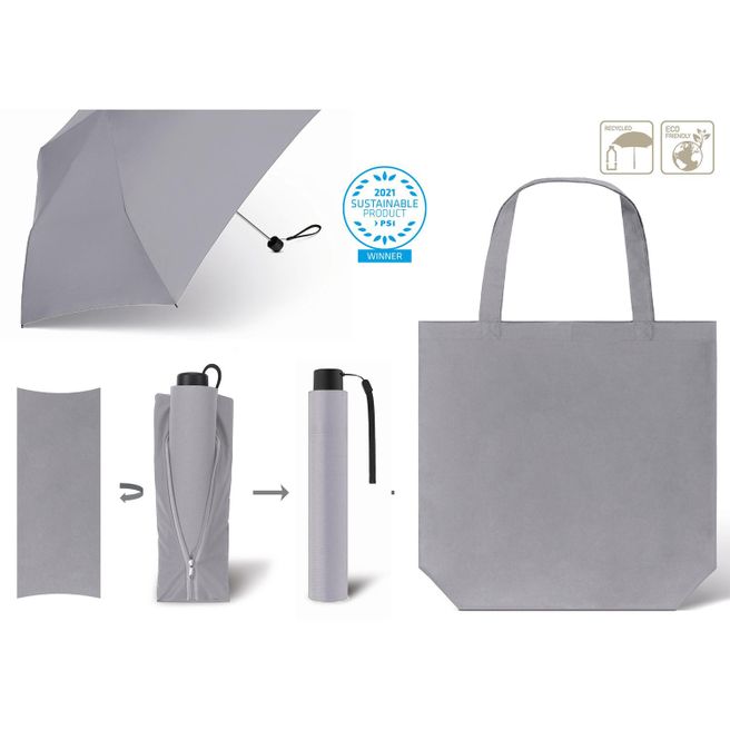Produktabbildung Taschenschirm mit Einkaufstasche SCHIRM & SHOPPER RPET Taschenschirm mit Einkaufstasche SCHIRM & SHOPPER RPET