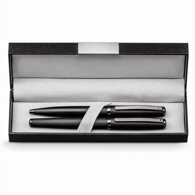 IMPERIO. Kugelschreiber- und Rollerset aus Metall mit Drehmechanik