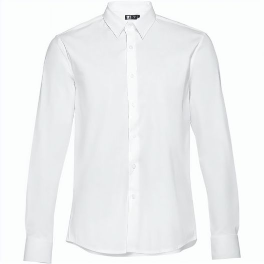 THC PARIS WH. Langärmliges Popeline-Hemd für Herren. Weiße Farbe (Bild 1)
