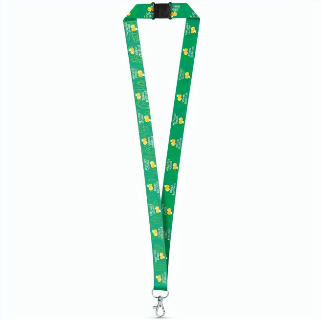 DOVER. SET Lanyard SUBLIMATION Long II (20 mm) aus recyceltem Polyester (100% rPET) mit 20 mm Schnappkarabiner und Sicherheitsverschluss
