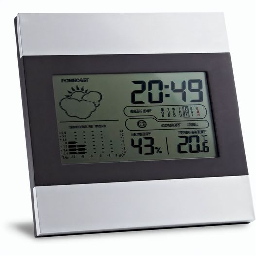 Produktabbildung DENE. Tischwetterstation mit LCD-Bildschirm aus Aluminium und ABS DENE. Tischwetterstation mit LCD-Bildschirm aus Aluminium und ABS (Bild 1)