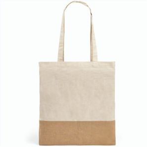 MERCAT. Tasche aus 100% Baumwolle (160 g/m²) mit Details aus Jute-Imitat