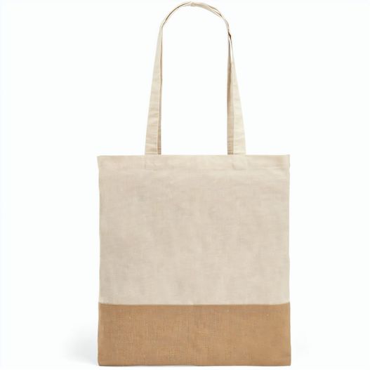 MERCAT. Tasche aus 100% Baumwolle (160 g/m²) mit Details aus Jute-Imitat (Bild 1)