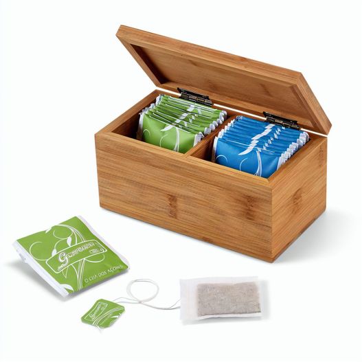 BURDOCK. Teebox aus Bambus mit 2 Fächern und einem Magnetverschluss (Bild 1)