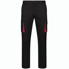 VL FIDES. Zweifarbige Stretch-Hose mit mehreren Taschen (240 g/m²), aus Baumwolle (46 %), EME (38 %) und Polyester (16 %)