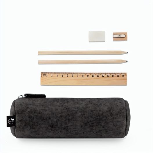 NOMAD. Mehrzwecketui aus recyceltem Filz (100 % rPET) mit Lineal, Bleistiften, Radiergummi und Spitzer (Bild 1)