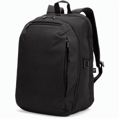 UDINE. Rucksack mit komplett öffnendem Fach aus recyceltem 300D Polyester, 16"