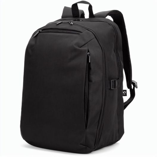 UDINE. Rucksack mit komplett öffnendem Fach aus recyceltem 300D Polyester, 16" (Bild 1)