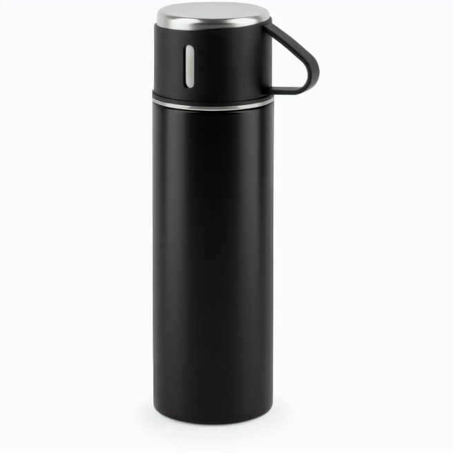 COMANECI. Doppelwandige Edelstahlflasche (90% recycelt) mit matter Oberfläche 490 ml