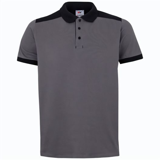 VL VELES. Zweifarbiges Stretch-Piqué-Poloshirt (200 g/m²) mit kurzen Ärmeln, aus Polyester (96 %) und Elastan (4 %) (Bild 1)