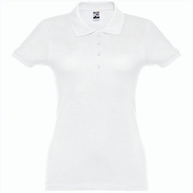 THC EVE WH. Kurzarm-Poloshirt mit Gürtel für Damen aus kardierter Baumwolle