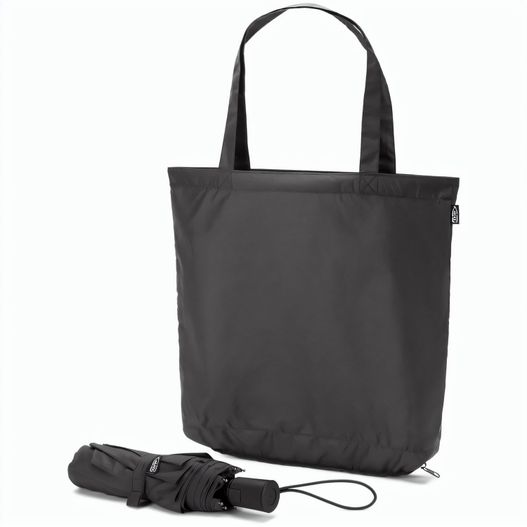 SKYLAR. 2-in-1-Regenschirm mit Einkaufstasche inklusive. Dieser ist aus recyceltem Polyester (Bild 1)