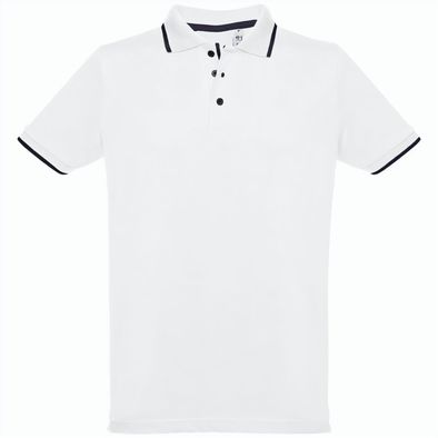 THC ROME WH. Zweifarbiges Baumwoll-Poloshirt für Männer. Weiße Farbe