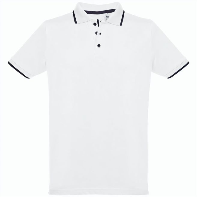 Produktabbildung THC ROME WH. Zweifarbiges Baumwoll-Poloshirt für Männer. Weiße Farbe THC ROME WH. Zweifarbiges Baumwoll-Poloshirt für Männer. Weiße Farbe