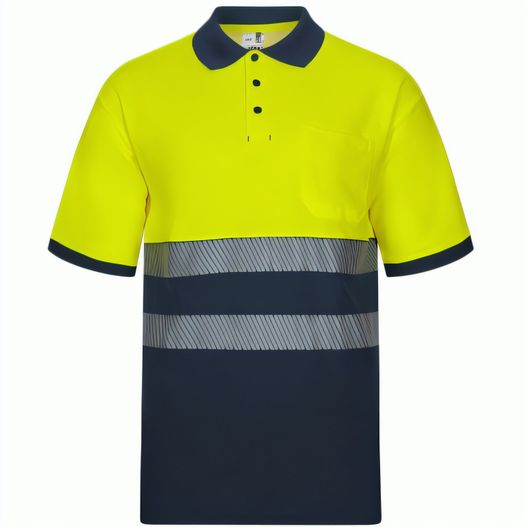 VL ACHELOUS. Zweifarbiges Piqué-Poloshirt (150g/m²) mit kurzen Ärmeln, aus Baumwolle (55%) und Polyester (45%) (Bild 1)