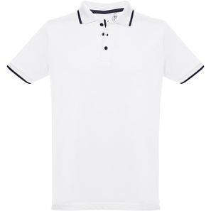 THC ROME WH. Zweifarbiges Baumwoll-Poloshirt für Männer. Weiße Farbe