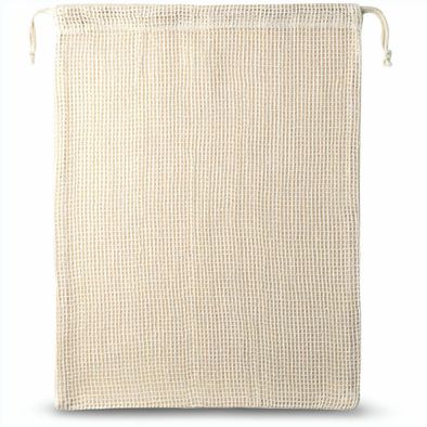 NAPOLI. Beutel aus 100% Baumwolle (120 g/m²) mit Netzgewebe auf der Vorderseite (100 g/m²)