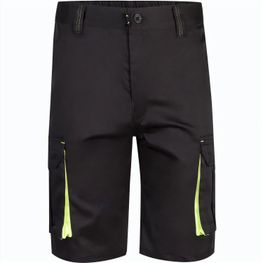 VL HEMERA. Zweifarbige Stretch-Bermudashorts mit mehreren Taschen (240 g/m²) aus Baumwolle (46 %), EME (38 %) und Polyester (16 %)