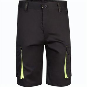 VL HEMERA. Zweifarbige Stretch-Bermudashorts mit mehreren Taschen (240 g/m²) aus Baumwolle (46 %), EME (38 %) und Polyester (16 %)