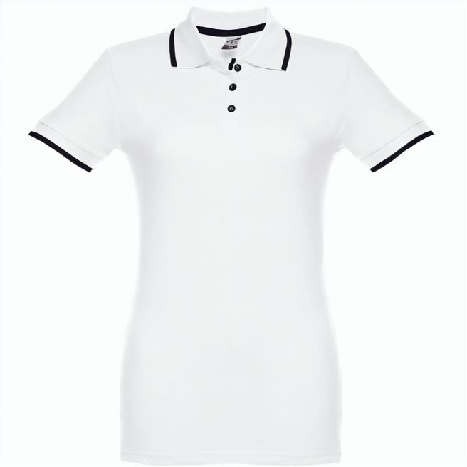 THC ROME WOMEN WH. Zweifarbiges Baumwoll-Poloshirt für Damen