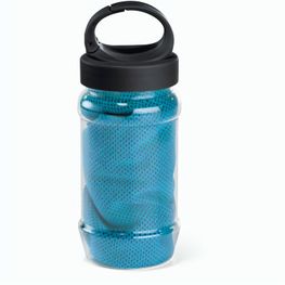 ARTX PLUS. Sporthandtuch aus Polyamid und Polyester mit Flasche (440 mL) aus PP und PET und einem integrierten Karabinerhaken am Deckel