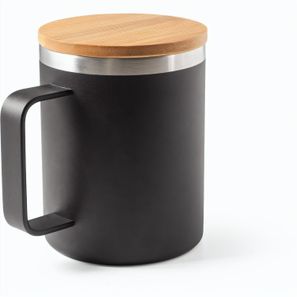 LAUDA. Becher aus 90% recyceltem Edelstahl mit Bambusdeckel 420 mL