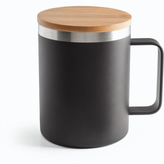 LAUDA. Becher aus 90% recyceltem Edelstahl mit Bambusdeckel 420 mL (Bild 1)