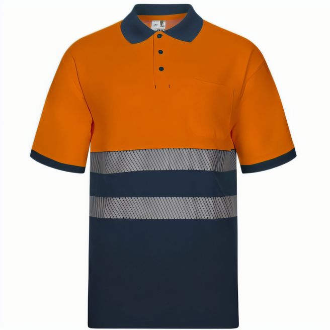 VL ACHELOUS. Zweifarbiges Piqué-Poloshirt (150g/m²) mit kurzen Ärmeln, aus Baumwolle (55%) und Polyester (45%)