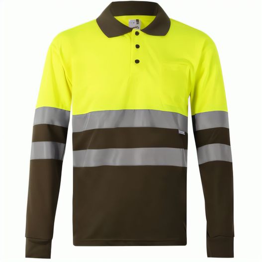 VL VULCAN. Zweifarbiges Poloshirt im Bird-Eye-Design (160g/m²) mit langen Ärmeln, aus Polyester (100%) (Bild 1)