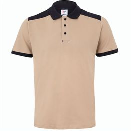 VL VELES. Zweifarbiges Stretch-Piqué-Poloshirt (200 g/m²) mit kurzen Ärmeln, aus Polyester (96 %) und Elastan (4 %)