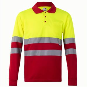 VL VULCAN LARGE. Zweifarbiges Poloshirt im Bird-Eye-Design (160g/m²) mit langen Ärmeln, aus Polyester (100%)