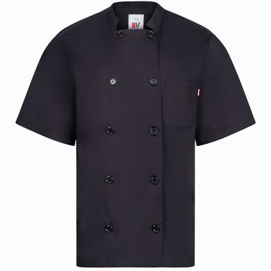 VL DURGA. Kurzärmelige Kochjacke aus Popeline (110 g/m²) aus Baumwolle (35 %) und Polyester (65 %)