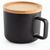 FANGIO. Tasse aus Keramik 230ml mit Deckel aus Bambus, der als Untersetzer dient (Bild 1)
