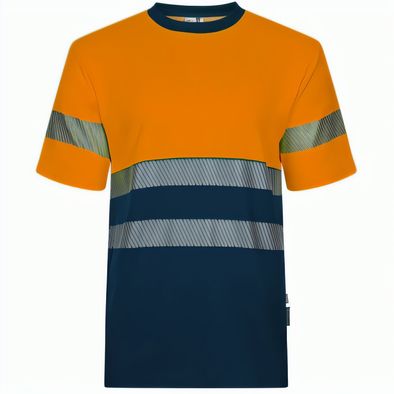 VL BASTET. Zweifarbiges T-Shirt aus Piqué (150 g/m²), aus Baumwolle (55 %) und Polyester (45 %)