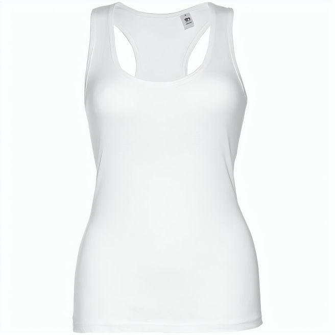 THC TIRANA WH. Ärmelloses Damen-T-Shirt aus Baumwolle. Farbe Weiß