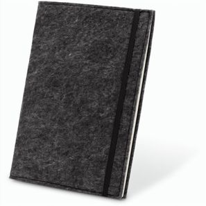 BALDWIN. A5 Notizblock mit Umschlag aus recyceltem Filz (100% rPET) und linierten Seiten aus 100 % Recyclingpapier