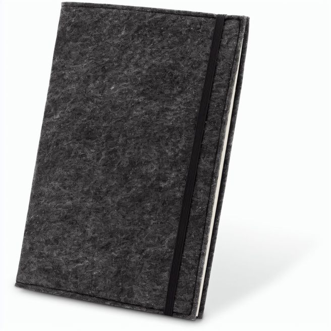 BALDWIN. A5 Notizblock mit Umschlag aus recyceltem Filz (100% rPET) und linierten Seiten aus 100 % Recyclingpapier