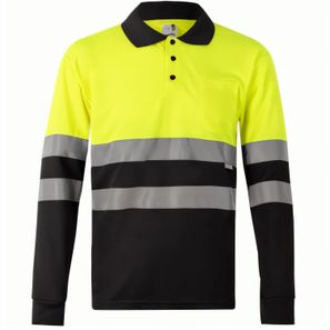 VL VULCAN LARGE. Zweifarbiges Poloshirt im Bird-Eye-Design (160g/m²) mit langen Ärmeln, aus Polyester (100%)