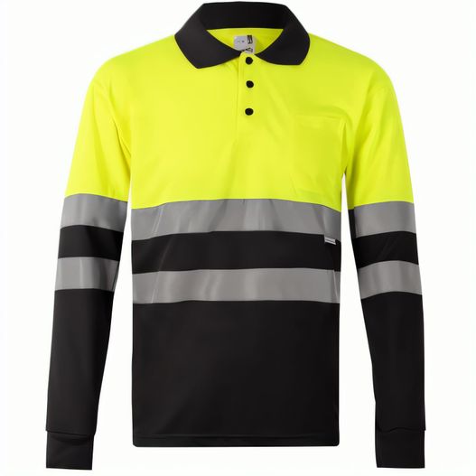 VL VULCAN LARGE. Zweifarbiges Poloshirt im Bird-Eye-Design (160g/m²) mit langen Ärmeln, aus Polyester (100%) (Bild 1)