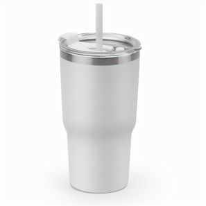 JOYNER M. Kompakter Reisebecher aus Edelstahl (91 % recycelt) mit vakuumisolierter Doppelwand und matter Oberfläche 600 ml