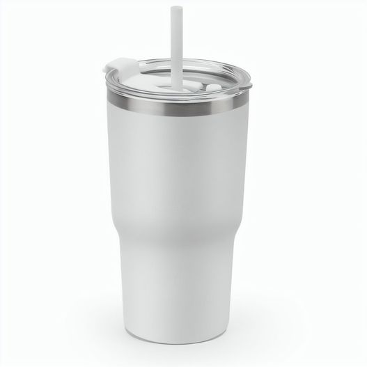 JOYNER M. Kompakter Reisebecher aus Edelstahl (91 % recycelt) mit vakuumisolierter Doppelwand und matter Oberfläche 600 ml (Bild 1)