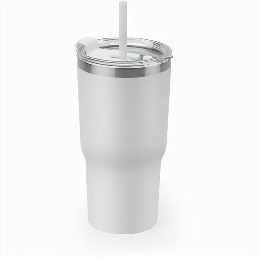 JOYNER M. Kompakter Reisebecher aus Edelstahl (91 % recycelt) mit vakuumisolierter Doppelwand und matter Oberfläche 600 ml (Bild 1)