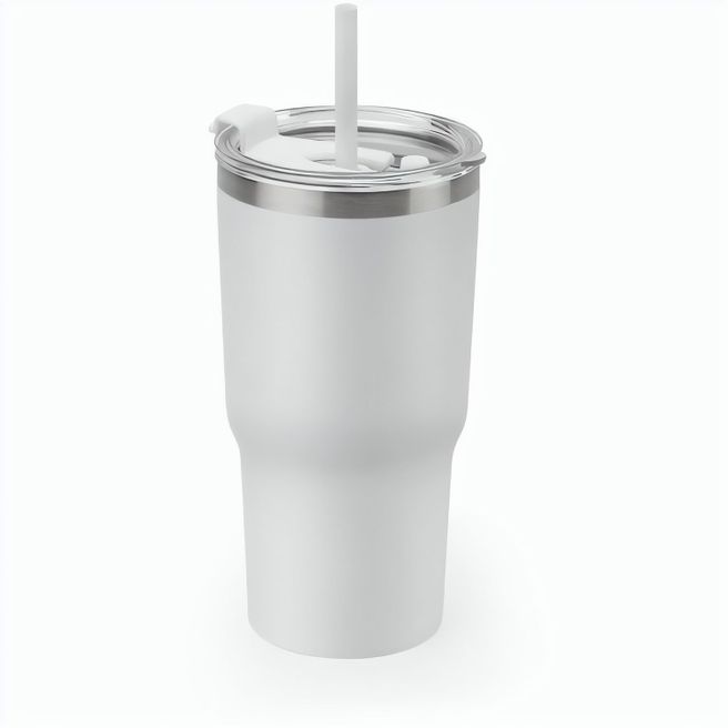 JOYNER M. Kompakter Reisebecher aus Edelstahl (91 % recycelt) mit vakuumisolierter Doppelwand und matter Oberfläche 600 ml