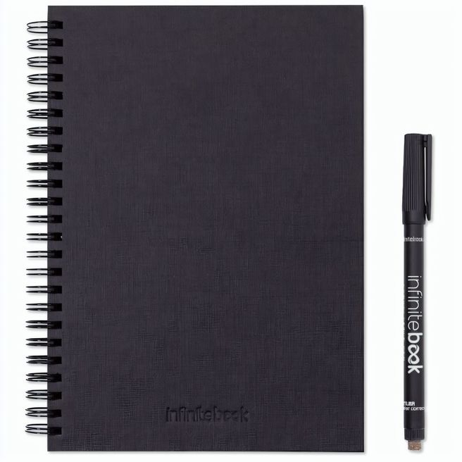 STARTER KIT INFINITEBOOK A5 PLANNER TEXTURE. Set bestehend aus einem Infinitebook mit Hardcover, einem Reinigungsset, einem Marker und einem Halter für Kugelschreiber