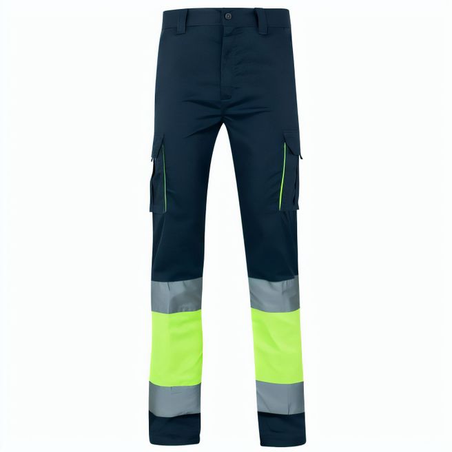 VL ZEUS. Zweifarbige Stretch-Hose mit mehreren Taschen (240 g/m²), aus Baumwolle (46 %), EME (38 %) und Polyester (16 %)