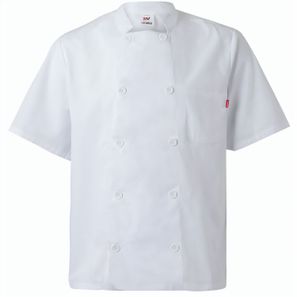 VL DURGA. Kurzärmelige Kochjacke aus Popeline (110 g/m²) aus Baumwolle (35 %) und Polyester (65 %)