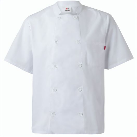 VL DURGA. Kurzärmelige Kochjacke aus Popeline (110 g/m²) aus Baumwolle (35 %) und Polyester (65 %) (Bild 1)