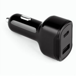DIRAC. KFZ-Ladegerät mit USB-A Anschluss 18W und USB-C 20W in 100% rABS